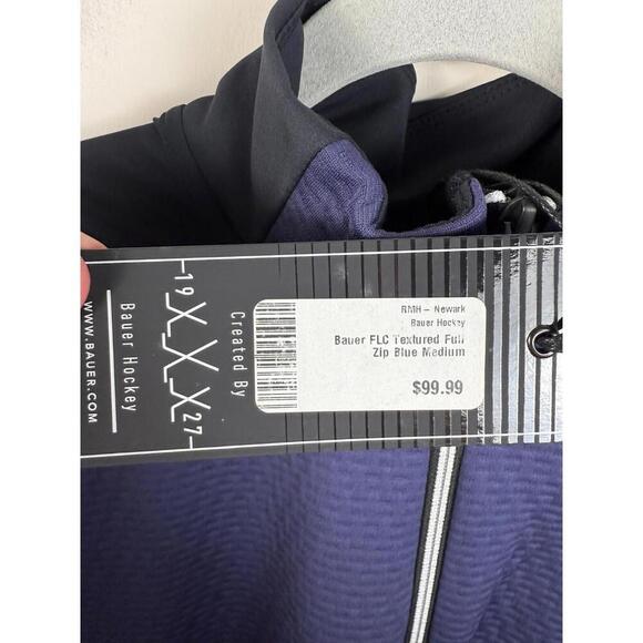 NWT Bauer Hockey FLC Textured Full Zip Navy Blue (MULTIPLE SIZES) - Picture 2 of 3